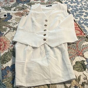 White Vest and Short Set